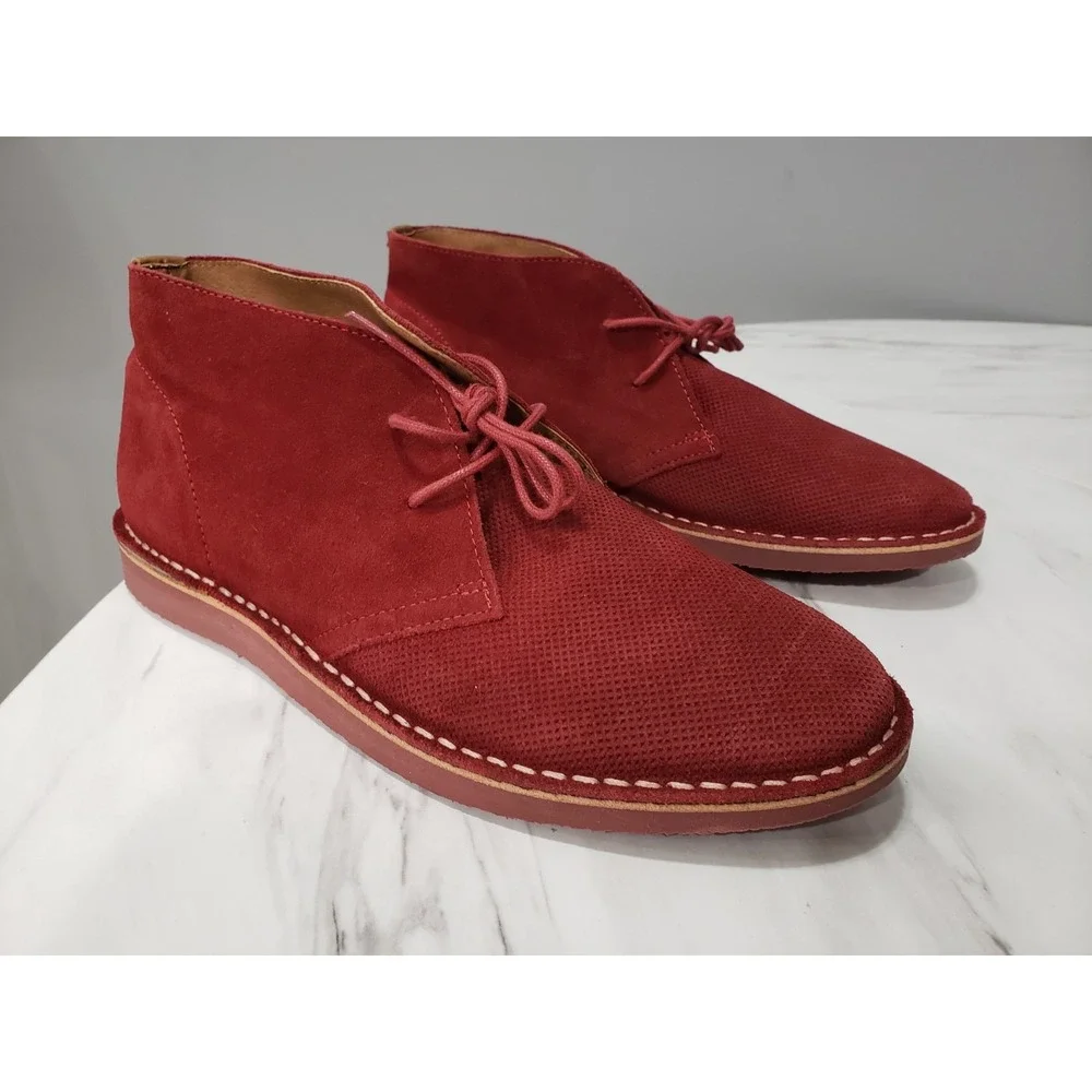 NEW NO BOX SIZE 8 Asher Green Men's Red Wine Suede Chukka Boots  10324-2707